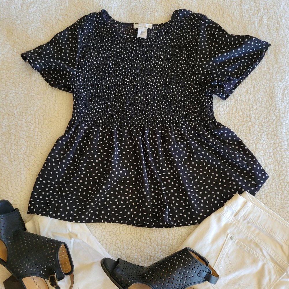 URBAN Romantics Black White Polka Dot Top M